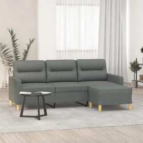 Sofá de 3 plazas con taburete de tela gris oscuro 180 cm by , Sofas - Ref: Foro24-3201074, Price: 323,43 €, Discount: %