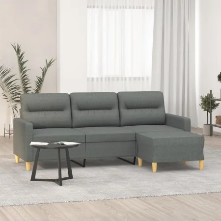 Sofá de 3 plazas con taburete de tela gris oscuro 180 cm by , Sofas - Ref: Foro24-3201074, Price: 323,43 €, Discount: %