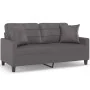 Sofá de 2 plazas con cojines cuero sintético gris 140 cm by , Sofas - Ref: Foro24-3200805, Price: 194,86 €, Discount: %