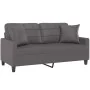 Sofá de 2 plazas con cojines cuero sintético gris 140 cm by , Sofas - Ref: Foro24-3200805, Price: 194,86 €, Discount: %