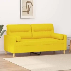 Sofá de 2 plazas con cojines tela amarillo claro 140 cm by , Sofas - Ref: Foro24-3200826, Price: 179,67 €, Discount: %