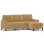 Sofá de 3 plazas con taburete de terciopelo marrón 180 cm by , Sofas - Ref: Foro24-3201062, Price: 341,96 €, Discount: %