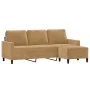 Sofá de 3 plazas con taburete de terciopelo marrón 180 cm by , Sofas - Ref: Foro24-3201062, Price: 341,96 €, Discount: %