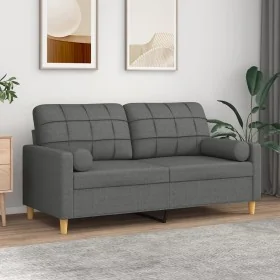 Sofá de 2 plazas con cojines tela gris oscuro 140 cm by , Sofas - Ref: Foro24-3200783, Price: 214,76 €, Discount: %