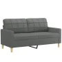 Sofá de 2 plazas con cojines tela gris oscuro 140 cm by , Sofas - Ref: Foro24-3200783, Price: 214,76 €, Discount: %