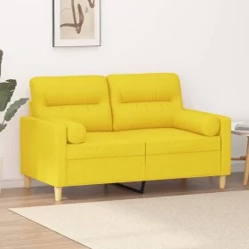 Sofá de 2 plazas con cojines tela amarillo claro 120 cm von , Sofas - Ref: Foro24-3200818, Preis: 193,35 €, Rabatt: %