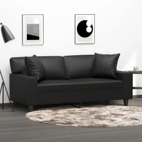 Sofá de 2 plazas con cojines cuero sintético negro 140 cm von , Sofas - Ref: Foro24-3200866, Preis: 261,24 €, Rabatt: %