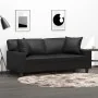 Sofá de 2 plazas con cojines cuero sintético negro 140 cm by , Sofas - Ref: Foro24-3200866, Price: 261,24 €, Discount: %