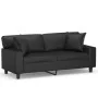 Sofá de 2 plazas con cojines cuero sintético negro 140 cm by , Sofas - Ref: Foro24-3200866, Price: 261,24 €, Discount: %