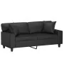 Sofá de 2 plazas con cojines cuero sintético negro 140 cm by , Sofas - Ref: Foro24-3200866, Price: 261,24 €, Discount: %
