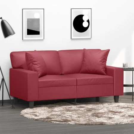 Sofá de 2 plazas con cojines cuero sintético rojo tinto 120 cm by , Sofas - Ref: Foro24-3200864, Price: 271,35 €, Discount: %
