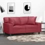 Sofá de 2 plazas con cojines cuero sintético rojo tinto 120 cm by , Sofas - Ref: Foro24-3200864, Price: 271,35 €, Discount: %