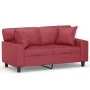 Sofá de 2 plazas con cojines cuero sintético rojo tinto 120 cm by , Sofas - Ref: Foro24-3200864, Price: 271,35 €, Discount: %