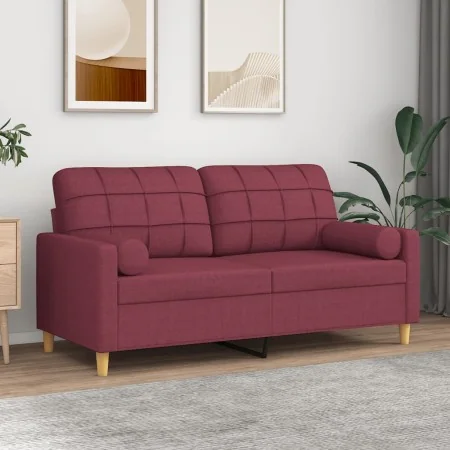 Sofá de 2 plazas con cojines tela rojo tinto 140 cm von , Sofas - Ref: Foro24-3200788, Preis: 215,66 €, Rabatt: %