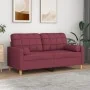Sofá de 2 plazas con cojines tela rojo tinto 140 cm von , Sofas - Ref: Foro24-3200788, Preis: 215,66 €, Rabatt: %