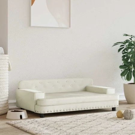 Cama para perros de terciopelo crema 90x53x30 cm by , Beds for dogs - Ref: Foro24-171874, Price: 89,52 €, Discount: %