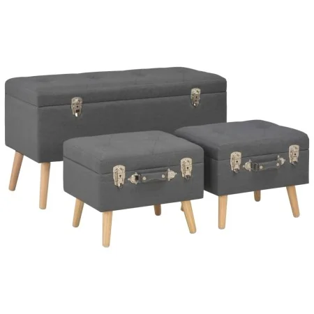 Taburetes de almacenamiento 3 piezas gris oscuro de tela de , Bancos para recibidores y almacenamiento - Ref: Foro24-247526, ...