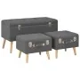 Taburetes de almacenamiento 3 piezas gris oscuro de tela de , Bancos para recibidores y almacenamiento - Ref: Foro24-247526, ...