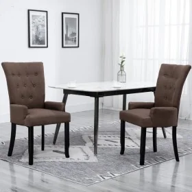 Silla de comedor con reposabrazos de tela marrón von , Essstühle - Ref: Foro24-248462, Preis: 144,45 €, Rabatt: %