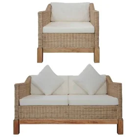 Juego de sofás de 2 piezas con cojines de ratán natural by , Sofas - Ref: Foro24-278614, Price: 843,02 €, Discount: %