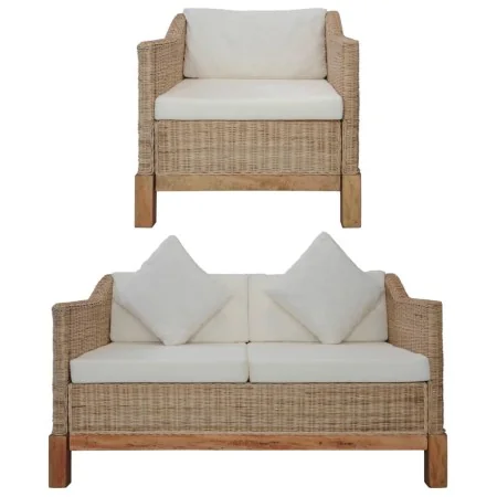 Juego de sofás de 2 piezas con cojines de ratán natural by , Sofas - Ref: Foro24-278614, Price: 843,02 €, Discount: %