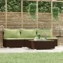 Set muebles de jardín 4 piezas y cojines ratán sintético marrón de , Conjuntos de jardín - Ref: Foro24-317562, Precio: 368,22...