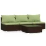 Set muebles de jardín 4 piezas y cojines ratán sintético marrón de , Conjuntos de jardín - Ref: Foro24-317562, Precio: 368,22...
