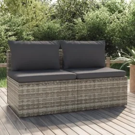 Sofá de jardín de 2 plazas con cojines ratán sintético gris by , Outdoor sofas - Ref: Foro24-318671, Price: 179,29 €, Discoun...