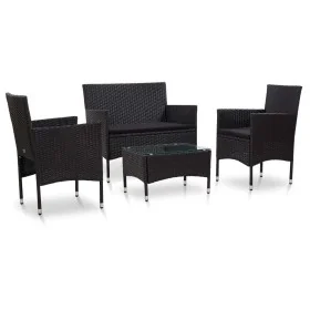 Set de muebles de jardín 4 pzas y cojines ratán sintético negro by , Garden sets - Ref: Foro24-45813, Price: 293,49 €, Discou...