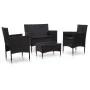 Set de muebles de jardín 4 pzas y cojines ratán sintético negro de , Conjuntos de jardín - Ref: Foro24-45813, Precio: 293,44 ...