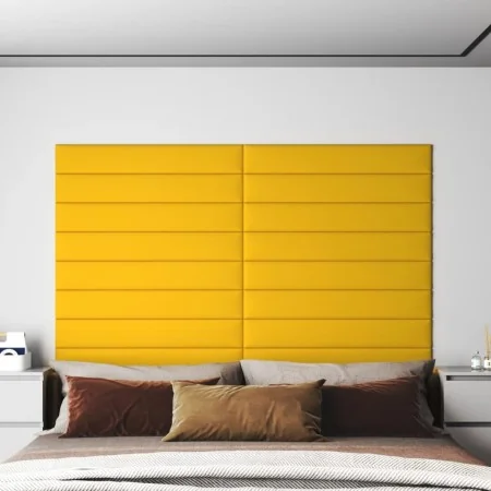 Paneles de pared 12 uds terciopelo amarillo 90x15 cm 1,62 m² by , Wall covering - Ref: Foro24-343897, Price: 45,90 €, Discoun...