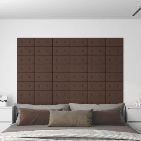 Paneles de pared 12 uds cuero sintético marrón 30x15 cm 0,54 m² de , Recubrimiento de paredes - Ref: Foro24-343973, Precio: 2...