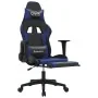 Silla gaming de masaje y reposapiés cuero sintético negro azul de , Sillones para videojuegos - Ref: Foro24-345457, Precio: 1...