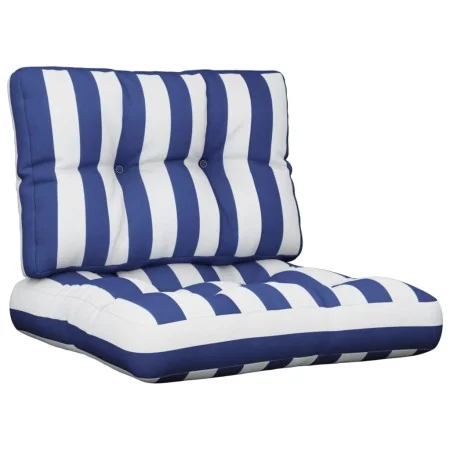 Cojines para sofá de palets 2 piezas tela a rayas azul y blanco by , Cushions for chairs and sofas - Ref: Foro24-360660, Pric...
