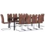 Juego de comedor 11 piezas piel de ante artificial marrón by , Furniture sets for kitchens and dining rooms - Ref: Foro24-305...