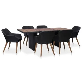 Juego de comedor de jardín 7 piezas ratán sintético negro by , Garden sets - Ref: Foro24-3057812, Price: 786,14 €, Discount: %