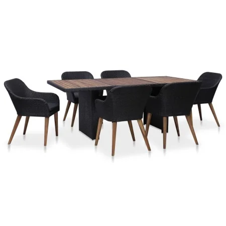 Juego de comedor de jardín 7 piezas ratán sintético negro by , Garden sets - Ref: Foro24-3057812, Price: 786,14 €, Discount: %