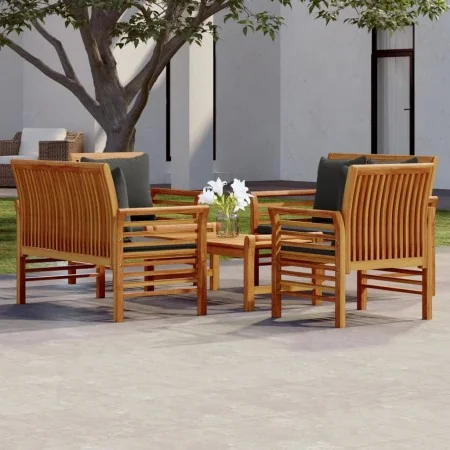 Juego de muebles jardín 5 pzas con cojines madera maciza acacia de , Conjuntos de jardín - Ref: Foro24-3058100, Precio: 675,8...