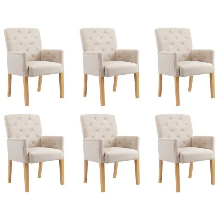 Sillas de comedor con reposabrazos 6 unidades de tela beige von , Essstühle - Ref: Foro24-3058299, Preis: 1,00 €, Rabatt: %