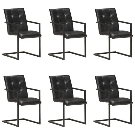 Sillas voladizas de comedor 6 unidades cuero auténtico negro by , dining chairs - Ref: Foro24-3059820, Price: 926,69 €, Disco...