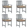 Sillas de jardín con cojines 4 uds madera maciza de acacia gris by , Garden chairs - Ref: Foro24-3061258, Price: 273,69 €, Di...