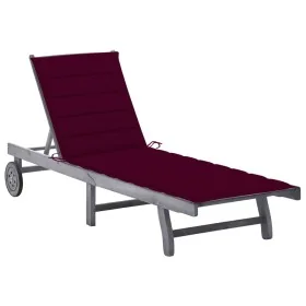 Tumbona de jardín con cojín madera maciza de acacia gris by , Loungers - Ref: Foro24-3061368, Price: 197,30 €, Discount: %