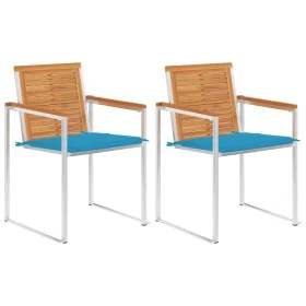 Sillas de jardín con cojines 2 uds madera maciza acacia y acero von , Gartenstühle - Ref: Foro24-3061492, Preis: 248,75 €, Ra...