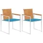 Sillas de jardín con cojines 2 uds madera maciza acacia y acero by , Garden chairs - Ref: Foro24-3061492, Price: 248,75 €, Di...