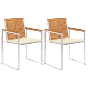 Sillas de jardín con cojines 2 uds madera maciza acacia y acero von , Gartenstühle - Ref: Foro24-3061490, Preis: 251,39 €, Ra...