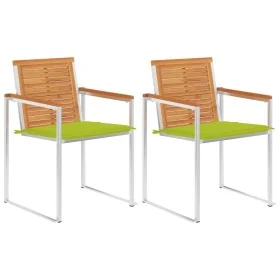 Sillas de jardín con cojines 2 uds madera maciza acacia y acero by , Garden chairs - Ref: Foro24-3061499, Price: 256,31 €, Di...