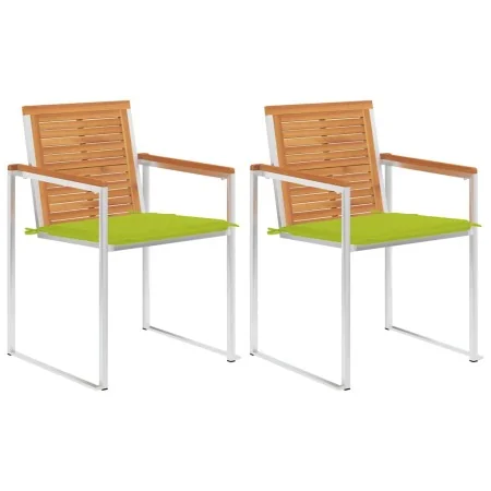 Sillas de jardín con cojines 2 uds madera maciza acacia y acero von , Gartenstühle - Ref: Foro24-3061499, Preis: 256,33 €, Ra...