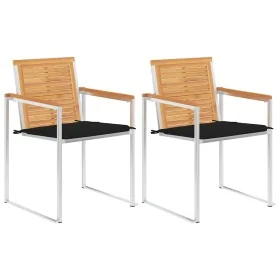 Sillas de jardín con cojines 2 uds madera maciza teca y acero von , Gartenstühle - Ref: Foro24-3061522, Preis: 279,06 €, Raba...