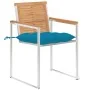 Sillas de jardín con cojines 2 uds madera maciza teca y acero de , Sillas de jardín - Ref: Foro24-3061534, Precio: 272,83 €, ...