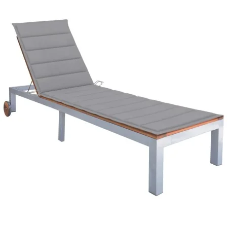 Tumbona con cojín madera maciza de acacia y acero galvanizado von , Liegen - Ref: Foro24-3061543, Preis: 260,92 €, Rabatt: %
